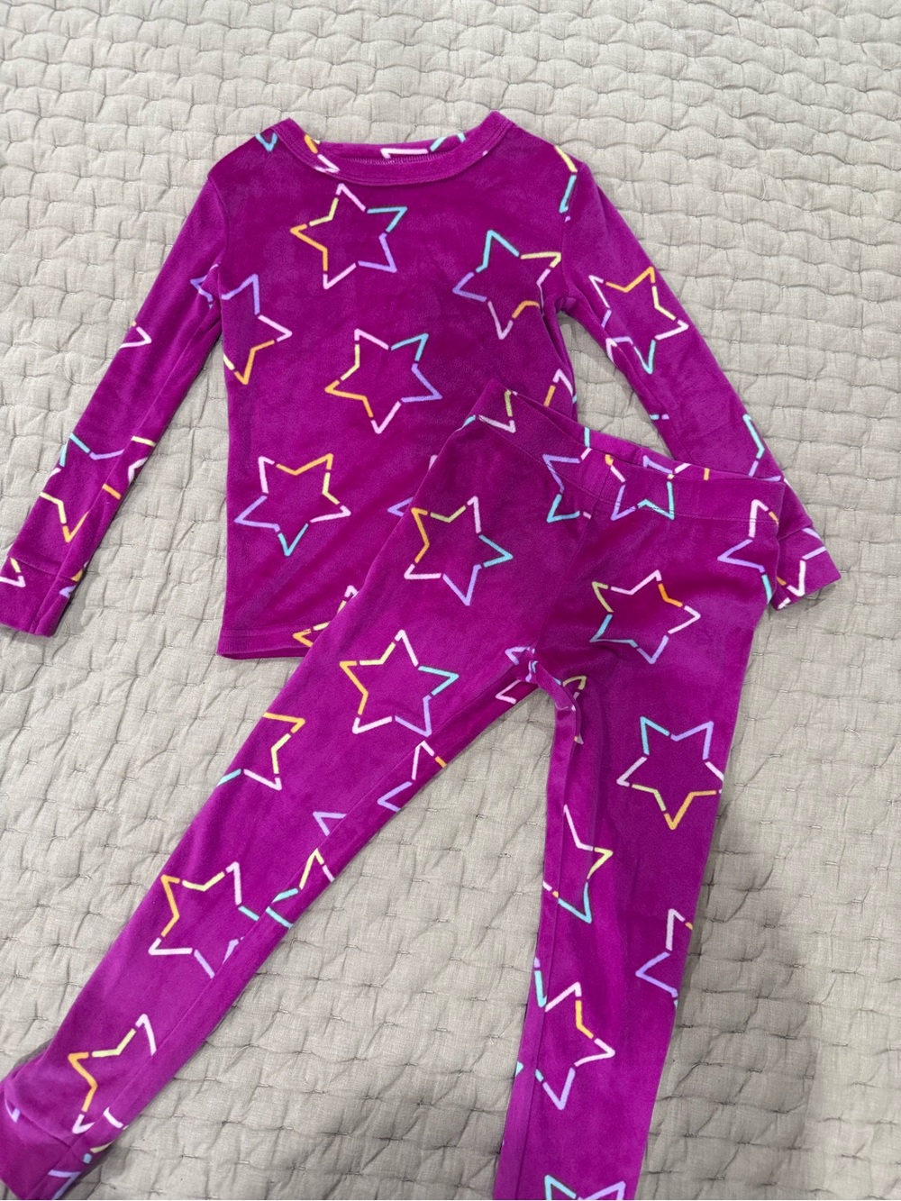 Cat & Jack Velour Purple Star Print Kids Pajama Set